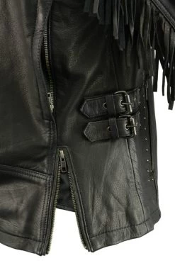 Ladies Scuba Racer Jacket With Fringe #2565 -Women Clothing Store 2565 Jacket close up 2