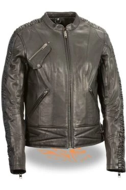 Ladies Jacket With Crinkled Arm Detailing #2571