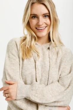 Cream Merle Knitted Hoodie