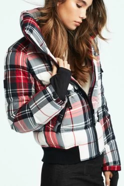 Sam Freestyle Plaid Bomber -Women Clothing Store Plaid Close