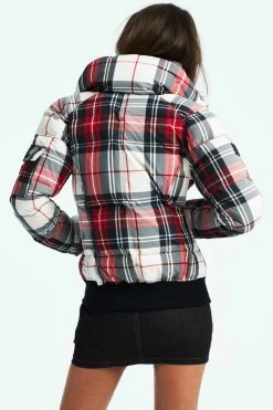 Sam Freestyle Plaid Bomber -Women Clothing Store Plaid Coat Back